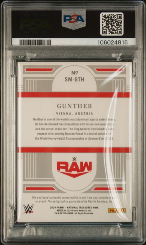2024 National Treasures WWE Gunther Superstar Mat Sig-Holo SLV PSA/DNA Cert #SMGTH PSA 10