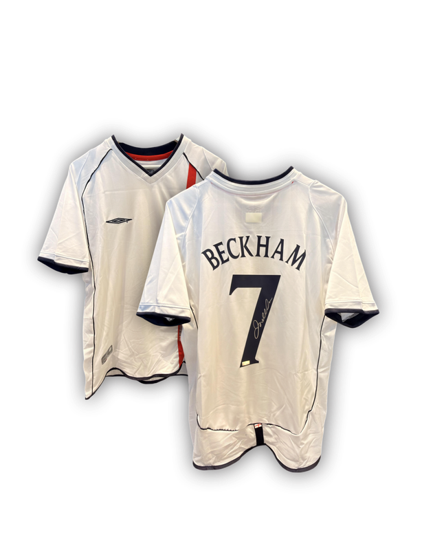 David Beckham England #7 2002 Replica Signed Home Jersey
