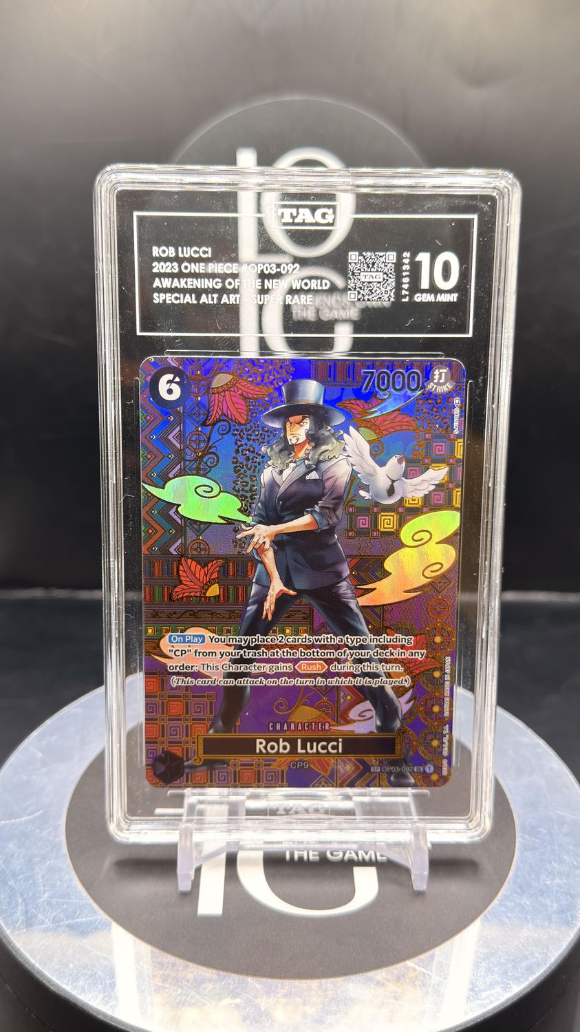Rob Lucci 2023 One Piece #OP03-092 Awakening Of The New Wolrd Special Alt Art- Super Rare TAG 10