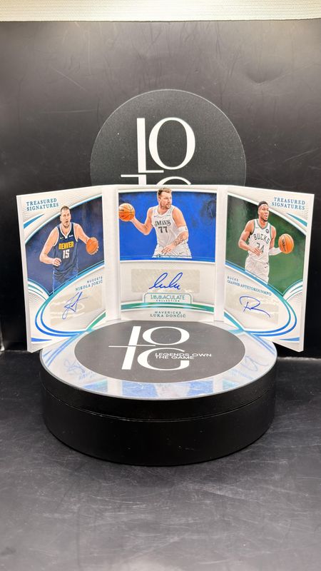 2024-25 Panini Immaculate Collection Treasured Signatures Booklet N.Jokic/L.Doncic/G.Antetokounmpo 1 of 1 #TS-EUR