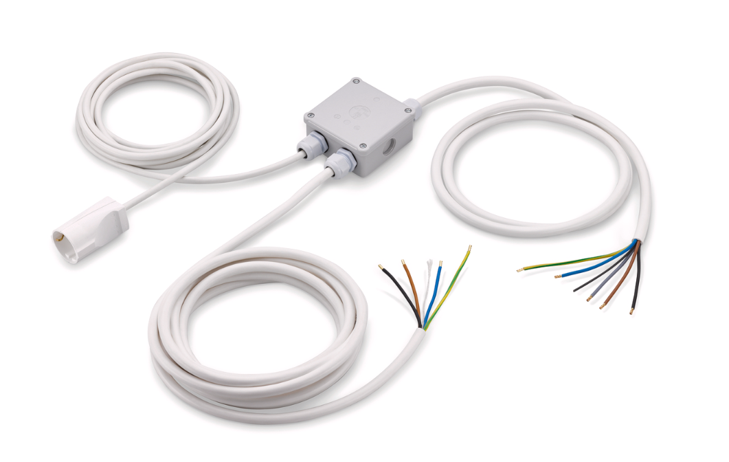 Küchenanschlussbox je 1,8m Kabel Weiß (Powersplitter)