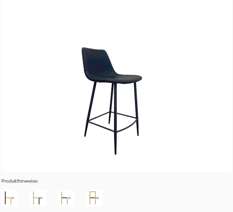 Barhocker Lino 2KT, Gestell schwarz matt, Bezug Schwarz