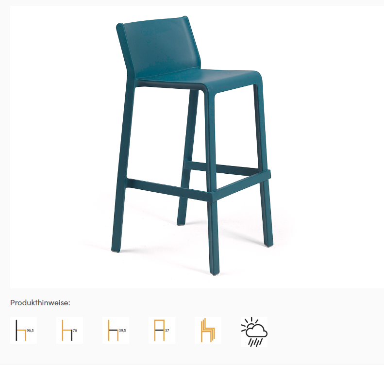 Barhocker Trill 3, ottanio/blau Stapelbar auch für Outdoor