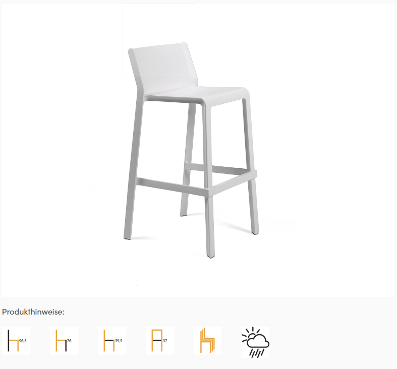 Barhocker Trill 3, bianco/weiß Stapelbar auch für Outdoor