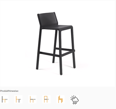 Barhocker Trill 3, anthrazit Stapelbar auch für Outdoor