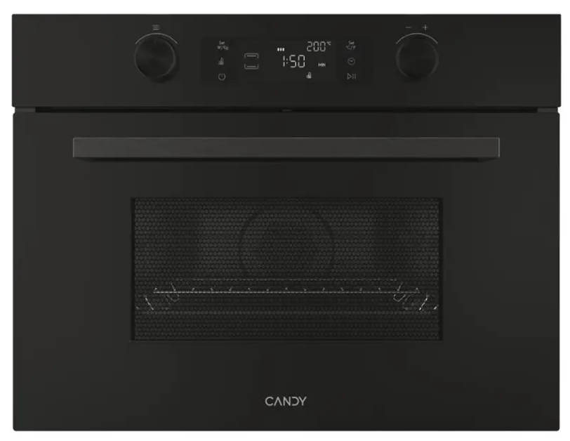 Candy CA4MWNSB6N Kompaktbackofen mit Mikrowelle Schwarz 6 Backofenfunktionen + 4 Mikrowellenfunktionen Kindersicherung Maße (H x B x T): 454 x 595 x 568 mm