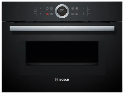 Bosch CMG633BB1 Kompaktbackofen mit Mikrowelle Vulkan Schwarz - 6 Backofenfunktionen + 2 Sonderprogramme - AutoPilot: Automatikprogramme für perfekte Kochergebnisse - Komfort Tür gedämpft