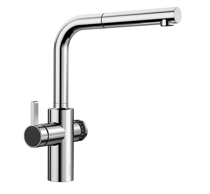 Blanco Evol-S Volume Chrom 525212 Hochdruckarmatur Messbecher-Funktion mit Click &amp; Touch: Einstellung der gewünschten Wassermenge per Drehrad und intuitiver Touch-Bedienung Ausziehauslauf