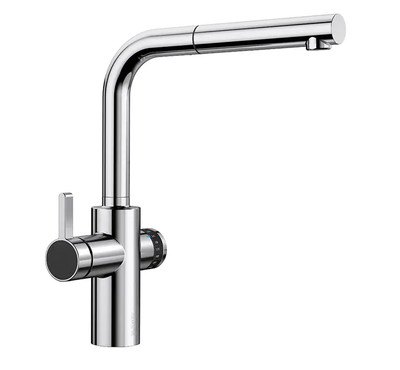Blanco Evol-S Volume Chrom 525212 Hochdruckarmatur Messbecher-Funktion mit Click &amp; Touch: Einstellung der gewünschten Wassermenge per Drehrad und intuitiver Touch-Bedienung Ausziehauslauf