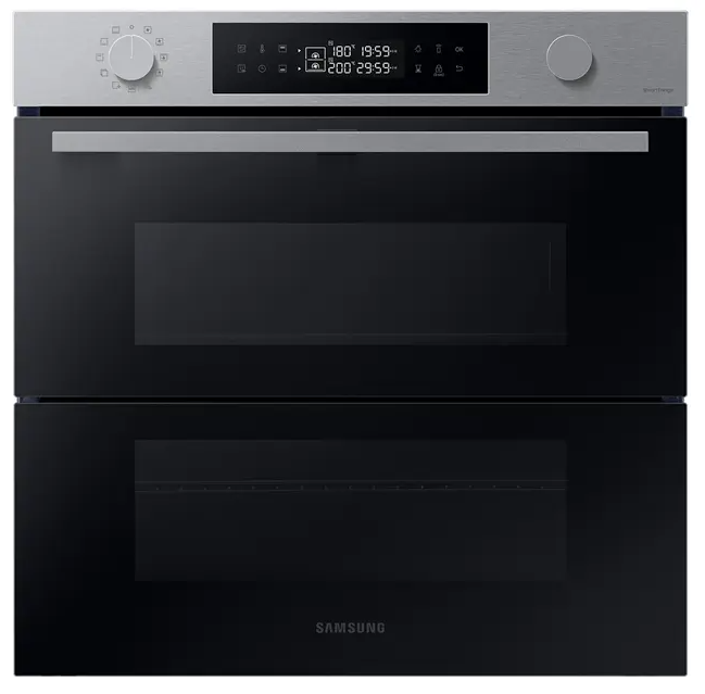 Samsung NV7B4550VDS/U1 Dual Cook Flex Pyrolyse Backofen Edelstahl - Serie 4 11 Backofenfunktionen + 40 Automatikprogramme Dual Cook Flex: Ein Ofen. Zwei Garräume. Pyrolytische Selbstreinigung