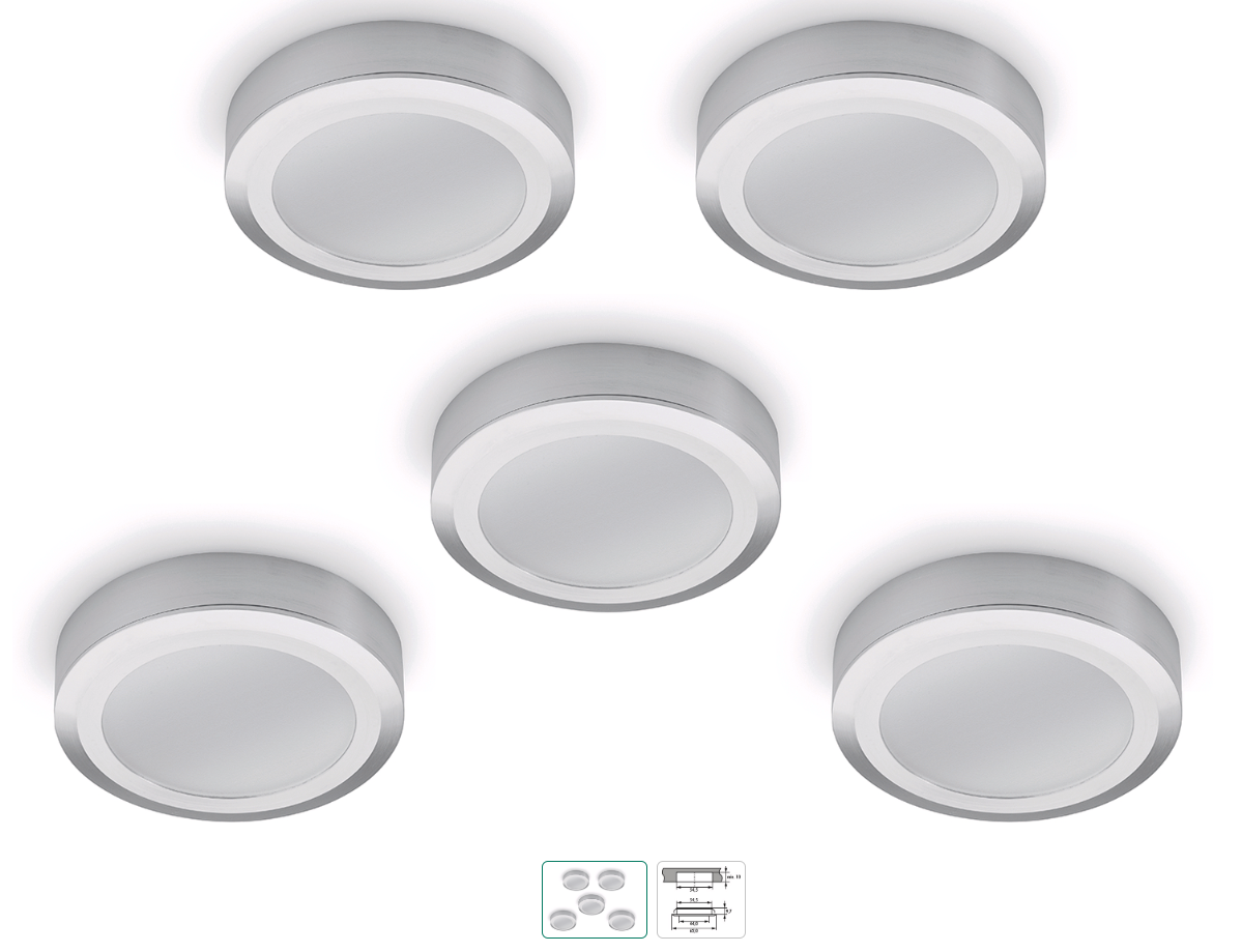 Swag LED, Set-5, 4000 K neutralweiß Produktnummer: 7064004  Aufbauleuchte  Einbauleuchte  4000 K neutralweiß