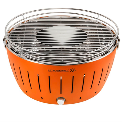 LotusGrill G435 U Orange 40,5cm Durchmesser XL max.400g Holzhohle Rauchfreies Grillen