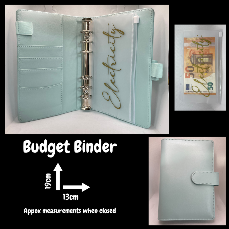 Light Blue Budget Binder with Personalised Cash Pockets