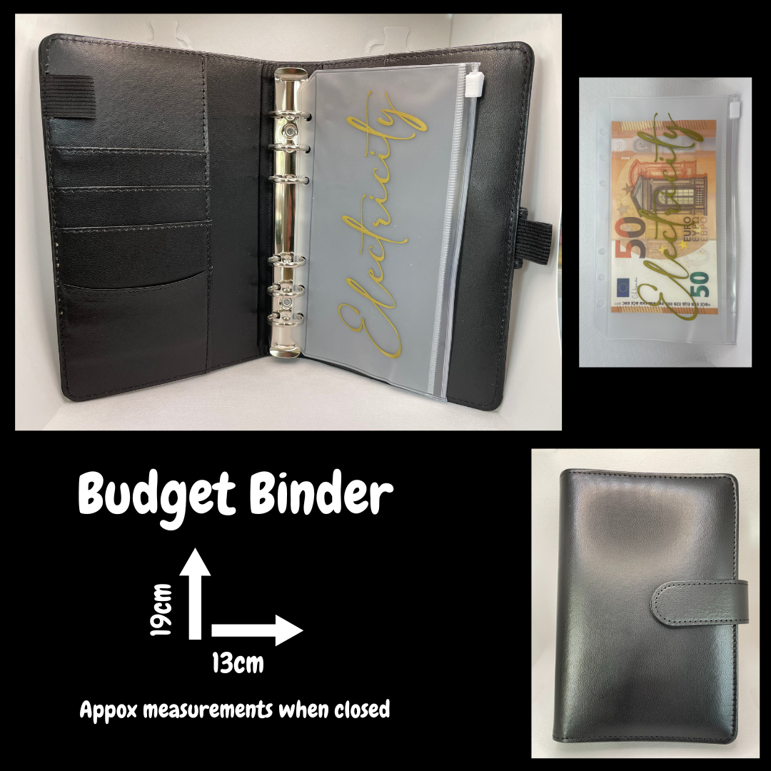 Black Budget Binder with Personalised Cash Pockets