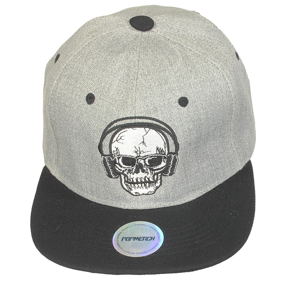 Skull with Headphones Snapback Cap