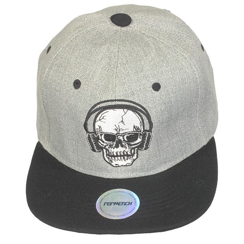Skull with Headphones Snapback Cap