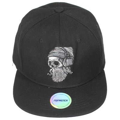 Biker Skull with Beard and Headphones Snapback Cap