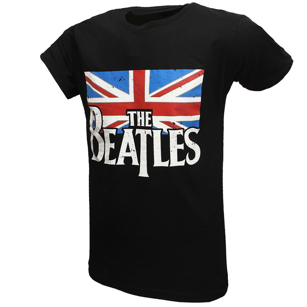 The Beatles Flag Logo Vintage Print T-Shirt