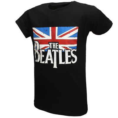 The Beatles Flag Logo Vintage Print T-Shirt