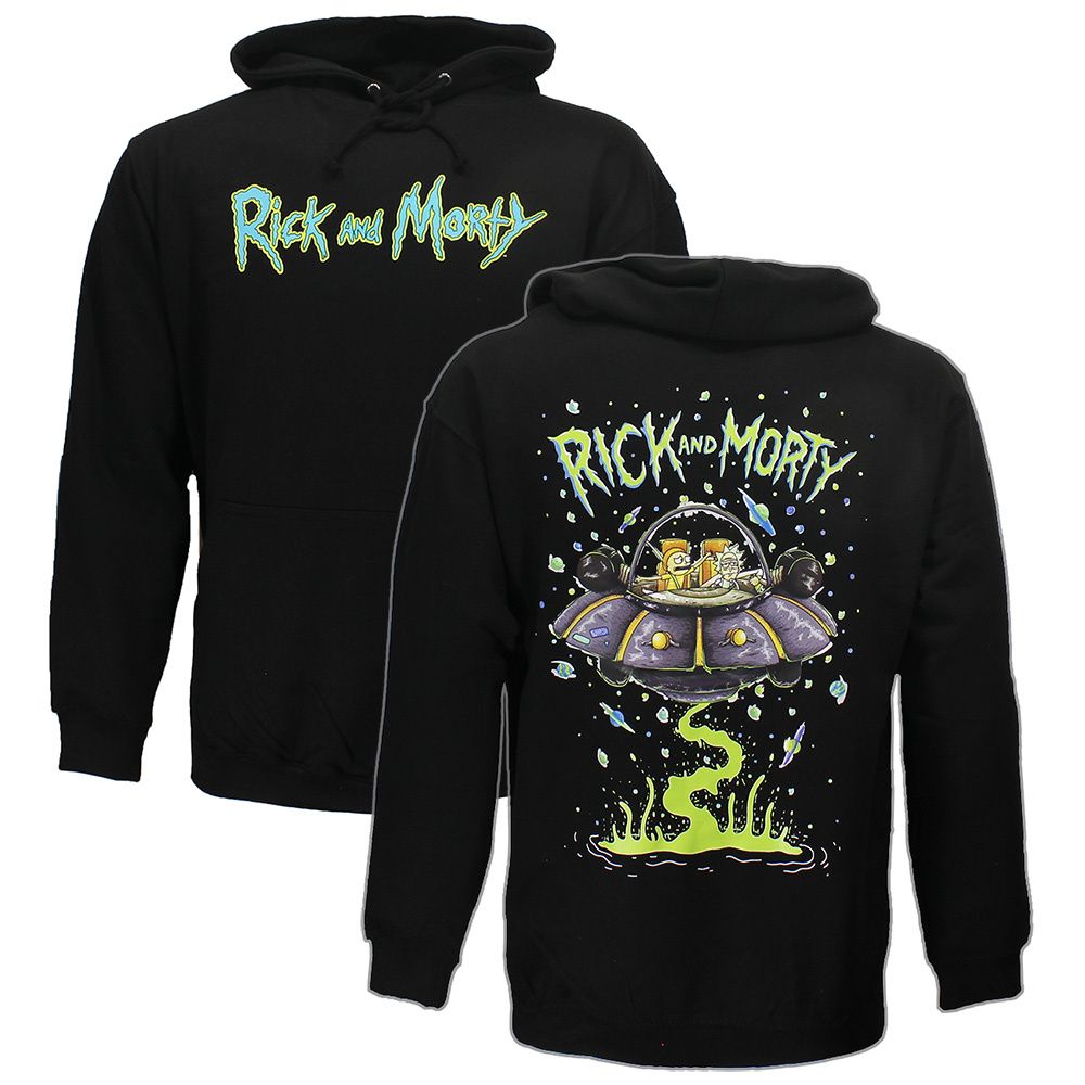 Rick and Morty Sweater Spacecruiser Pullover Hoodie Black