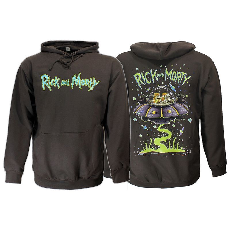 Rick and Morty Sweater Spacecruiser Pullover Hoodie Dark Gray