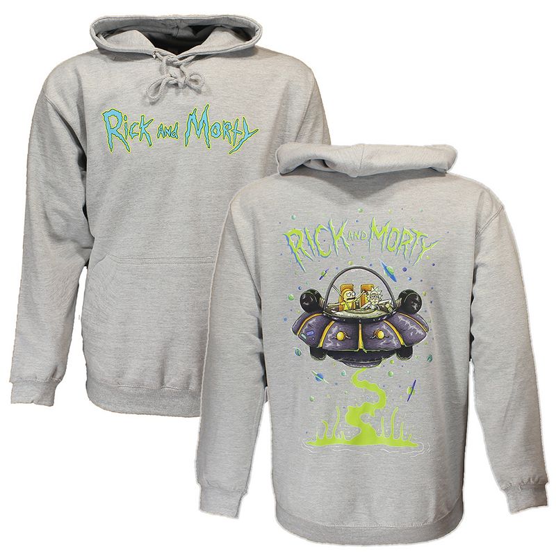 Rick and Morty Sweater Spacecruiser Pullover Hoodie Gray