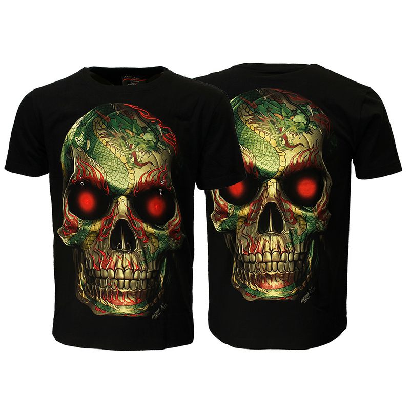 Totenkopf mit Septum Dragon Tattoo T-Shirt