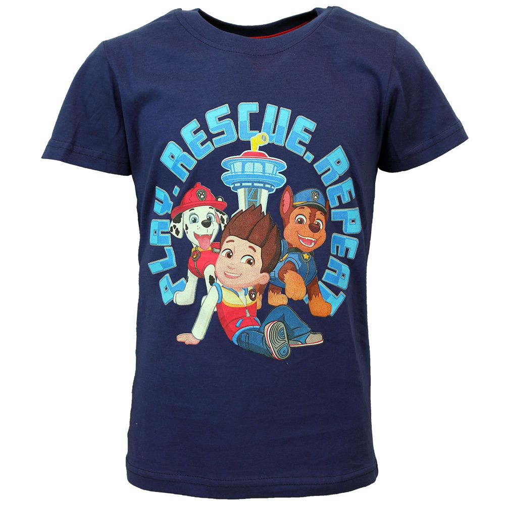 Paw Patrol Play Rescue Repeat Kids T-Shirt Dark Blue