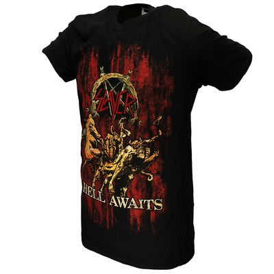Maglietta Slayer 'Hell Awaits' - Nera, Nuova Con Etichette, Unisex