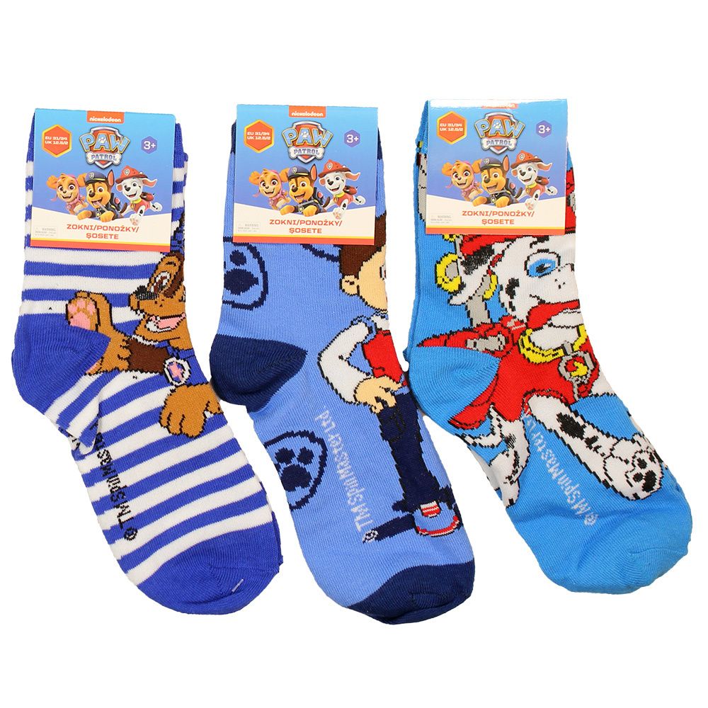 Paw Patrol Ryder Chase and Marshall 3 Pair Socks Set