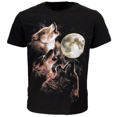 Wolf Pack Howling At Full Moon T-Shirt