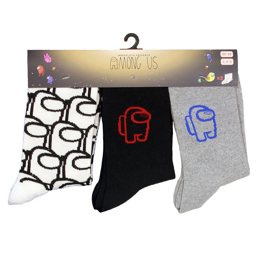 Among Us Outline 3 Pack Socks