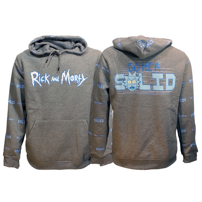 Rick and Morty Do Me A Solid Hoodie Sweater Pullover Gray