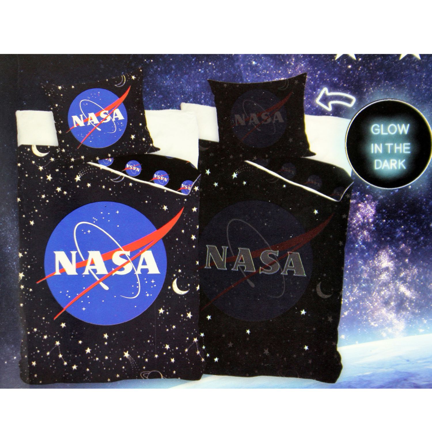 NASA Duvet Cover Single 140 x 200 cm Glow In The Dark