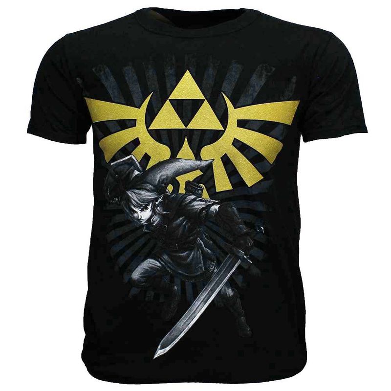 The Legend of Zelda Link with Gold Hyrule Crest Logo T-Shirt