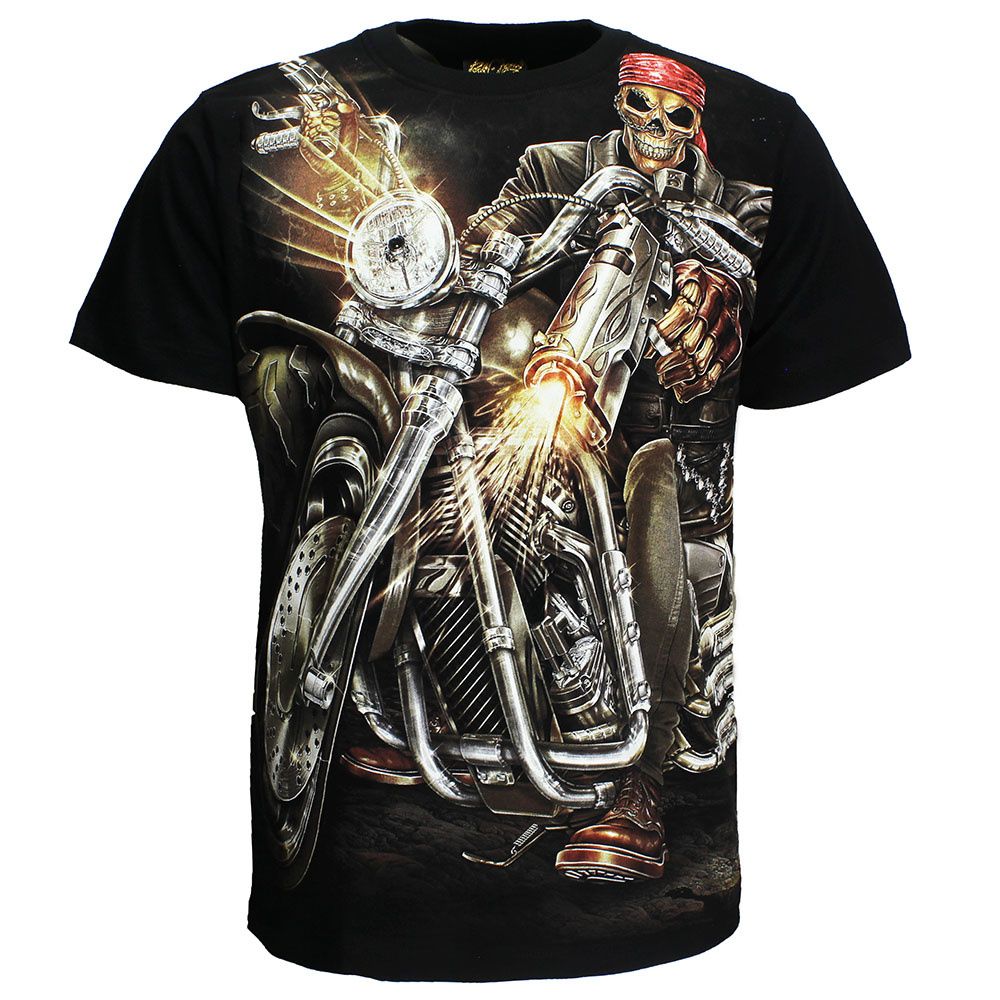 Biker Skeleton With Gun T-Shirt
