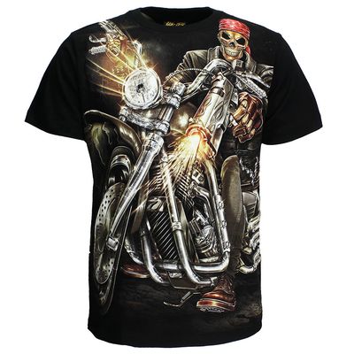 Biker Skeleton With Gun T-Shirt
