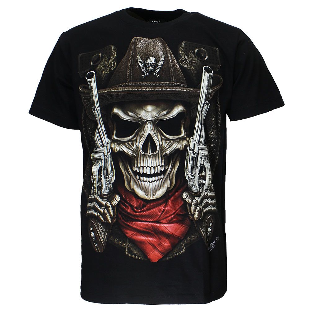 Skull Sheriff 2 Guns T-Shirt Black