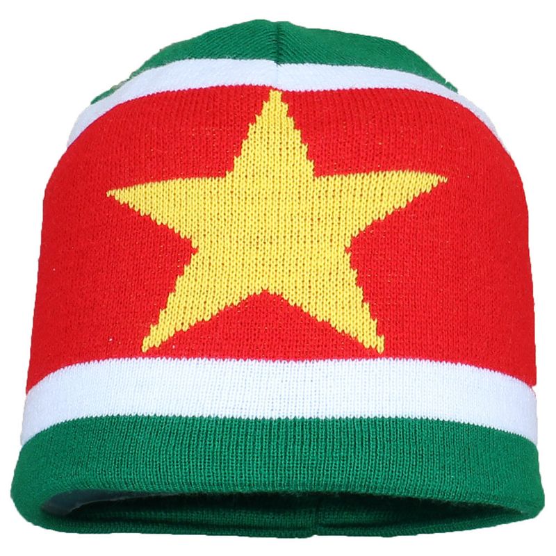 Suriname Flag Knitted Beanie Hat