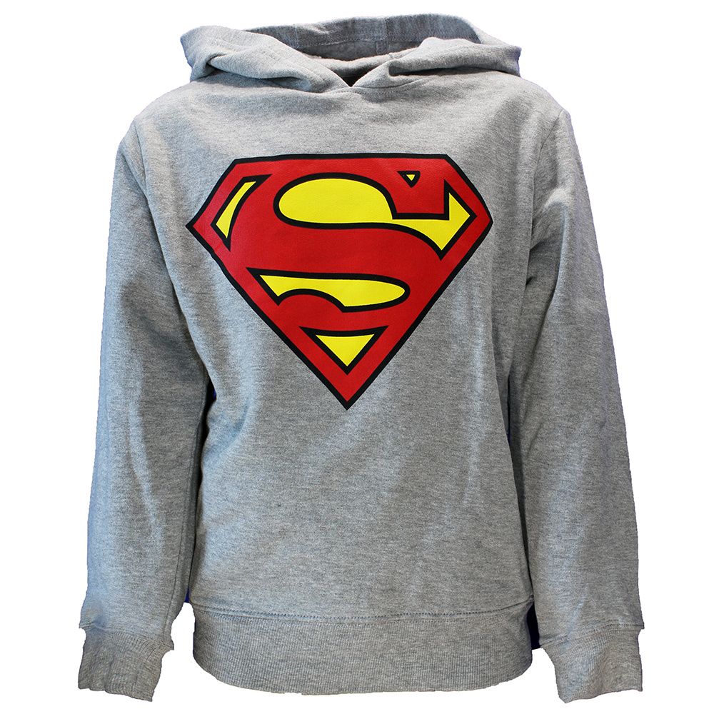 Superman Logo Kids Hoodie Sweater Pullover Grey