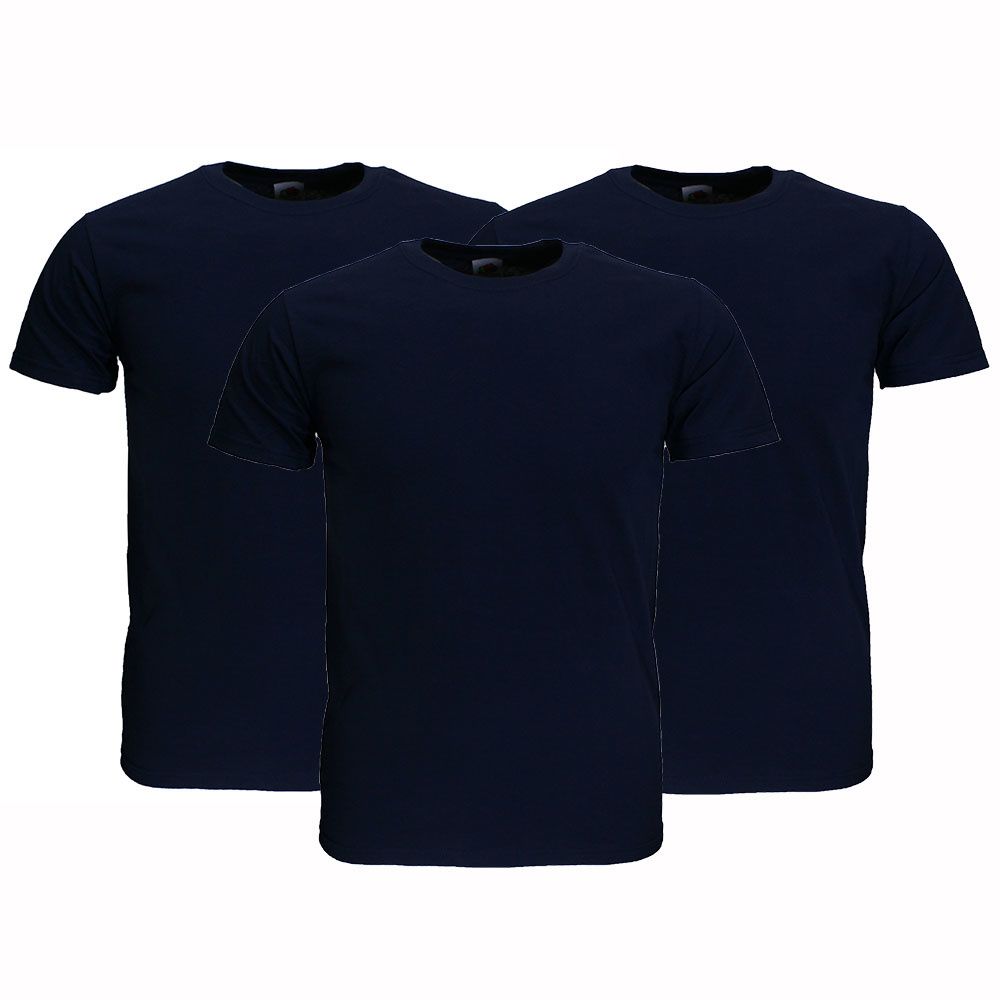 Fruit Of The Loom Plain Cotton T-Shirts 3-Pack Dark Blue