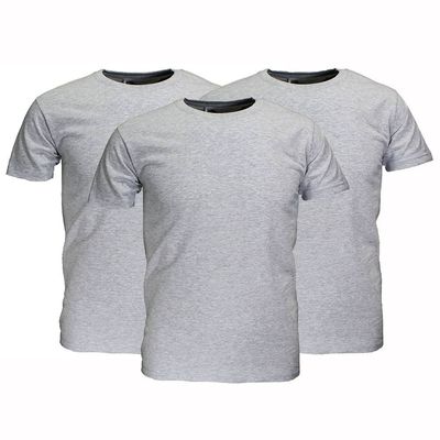 Fruit Of The Loom Plain Cotton T-Shirts 3-Pack Grey Melange