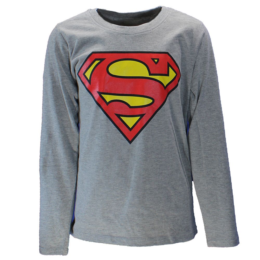 Superman Logo Kids Longsleeve Shirt Grey