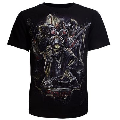 Biker Skull Skeleton Band Glow in the Dark T-Shirt