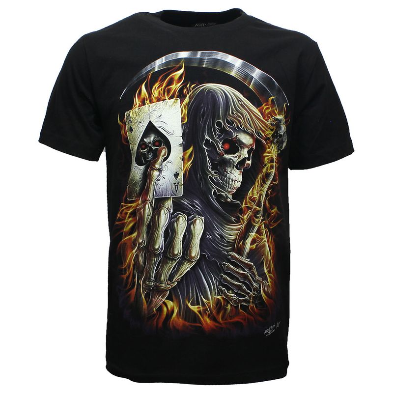 Biker Grim Reaper Ace of Spades Glow in the Dark  T-Shirt