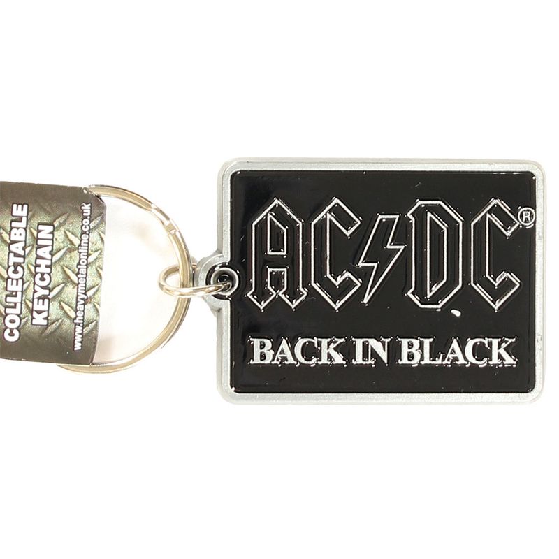 AC/DC Back In Black Metalen Die Cast Relief Logo Keychain