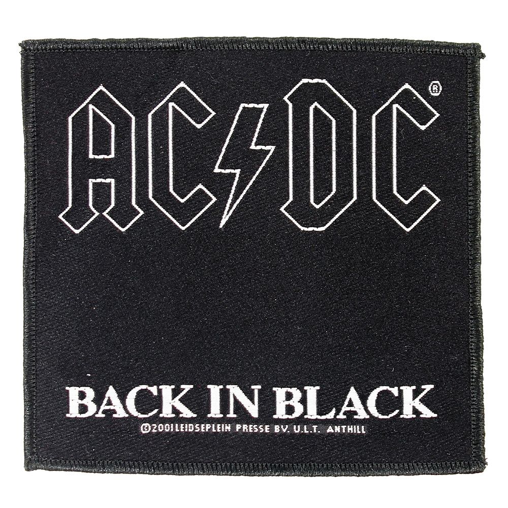 AC/DC Back In Black Logo Standard Woven Patch Emblem