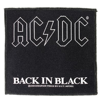 AC/DC Back In Black Logo Standard Woven Patch Emblem