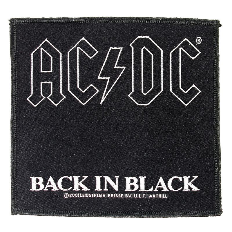 AC/DC Back In Black Logo Standard Woven Patch Emblem