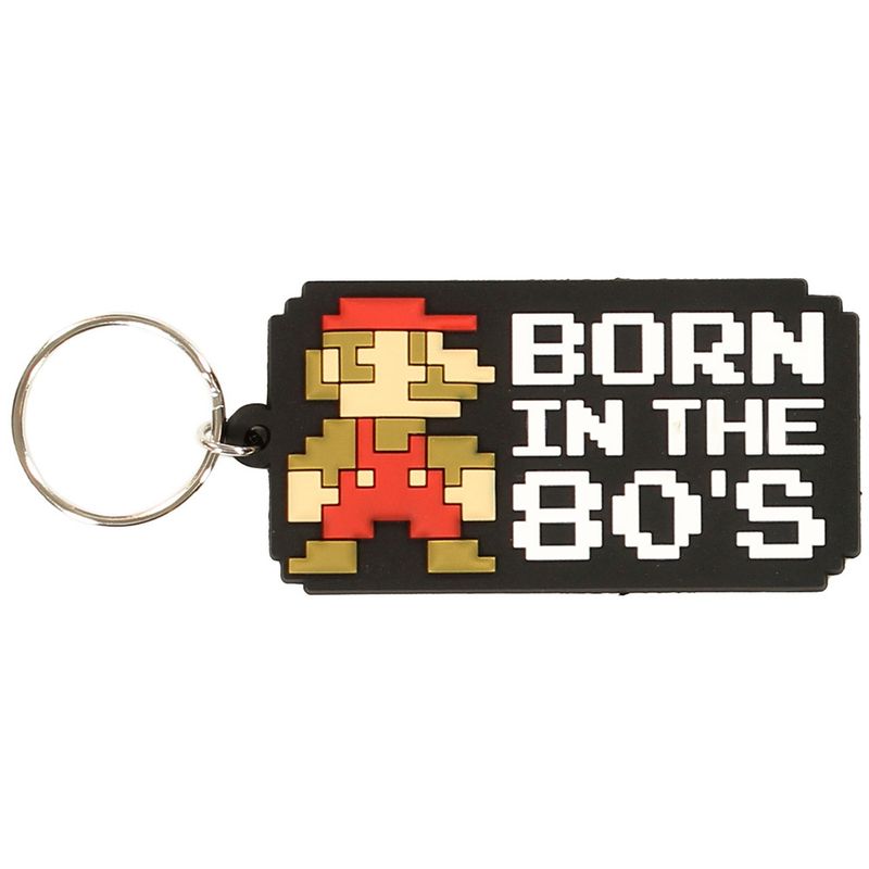 Nintendo Super Mario Born In The 80's Rubber Keychain